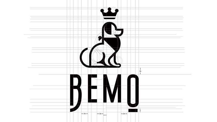 budowa logo, projekt logo, projekt identyfikacja, brandbook, księga znaku, projekt księgi znaku, logo Bemo, karma ekologiczna dla psów, projekt identyfikacji marki, projekt graficzny, grafika Monika Turska